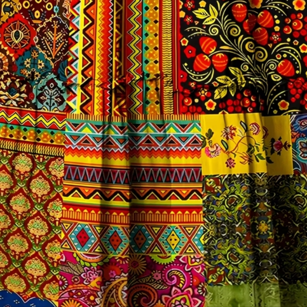 Long Maxi Skirt Medium Colorful Patchwork Print Bohemian Style Skirts Outfit - Picture 4 of 7